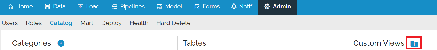 Custom Views Register Catalog