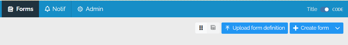 Image showing the Create Form button on the Forms page