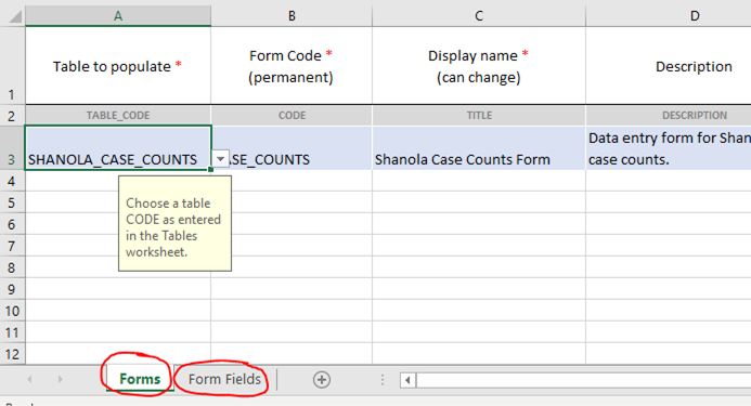 Image of Excel File Showing 2 the Tabs