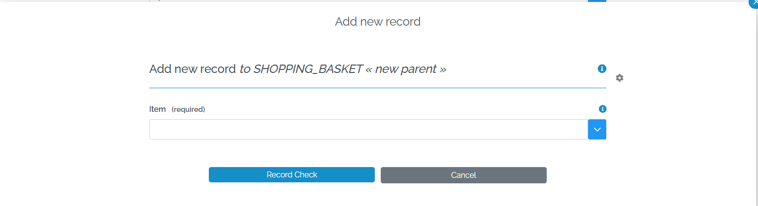 Image showing the Basket Item pop-up with no data in it.