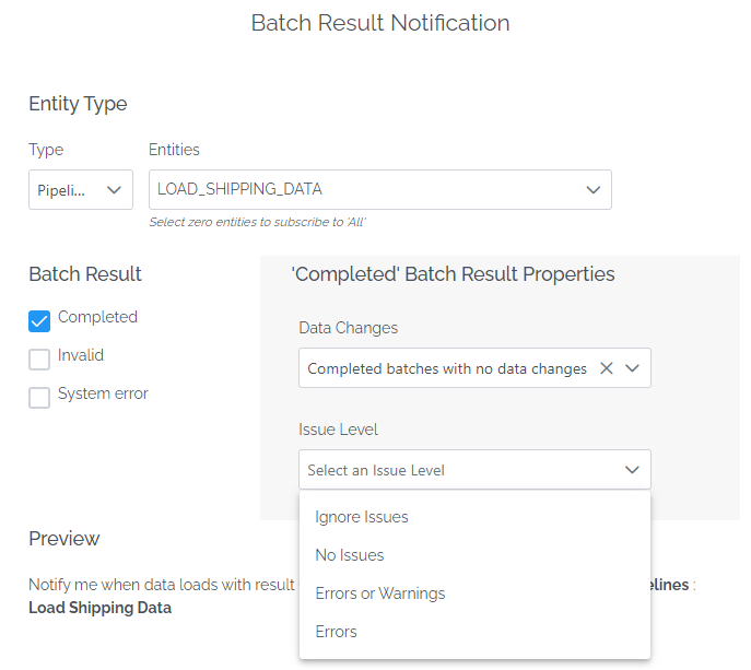 batch result notification