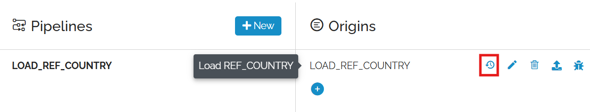 Image showing the origin menu with a square around the schedule icon