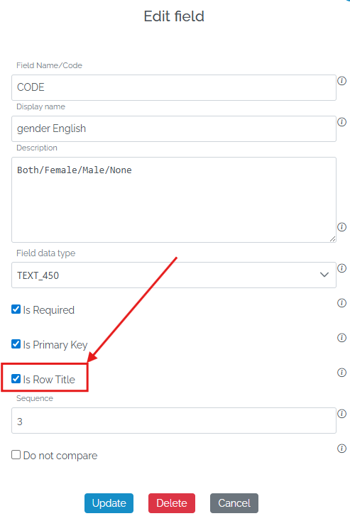 setting the row title