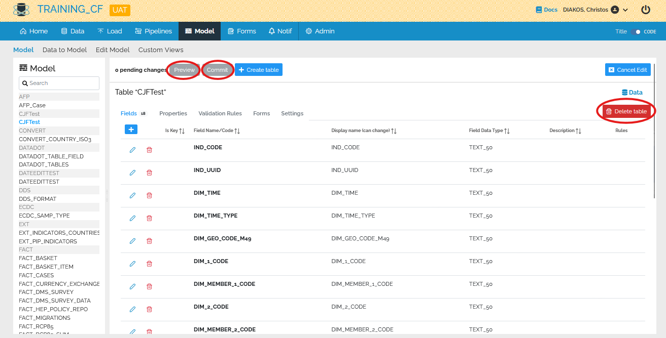 Image showing delete table