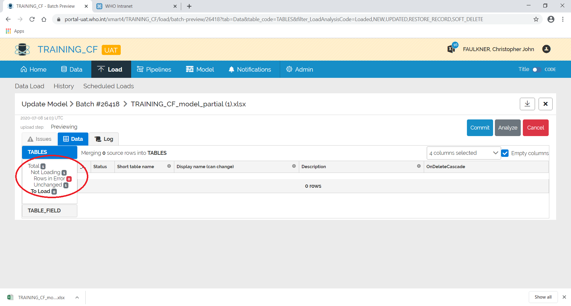 Image showing the upload batch statistics