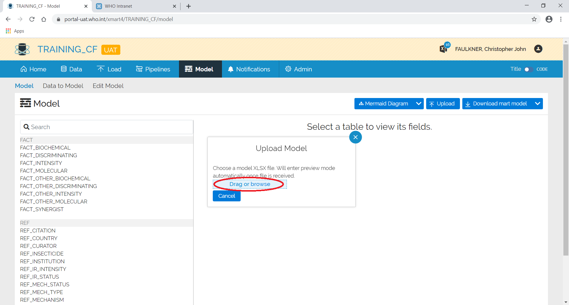 Image showing the upload model drag file