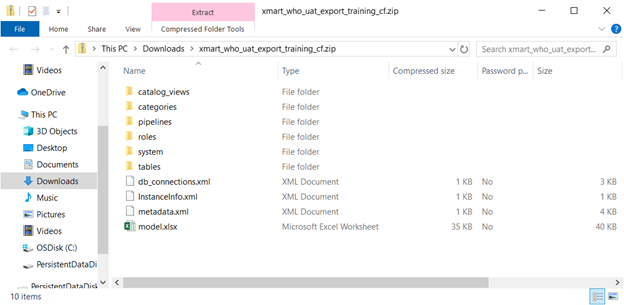 Image showing the export file structure