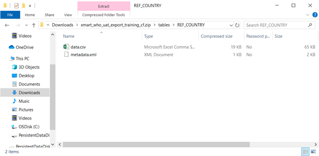 image showing the files in a folder for a table