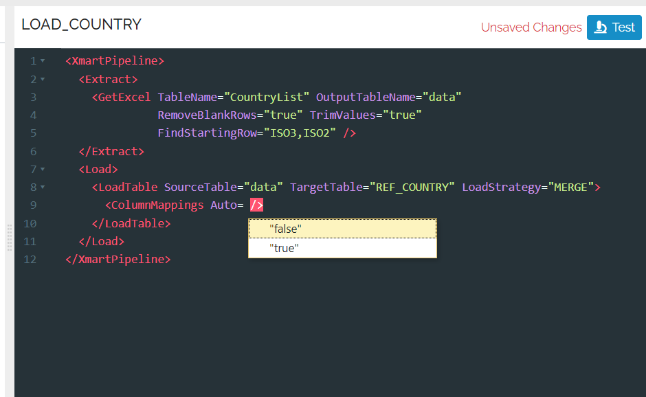 Pipeline XML Options