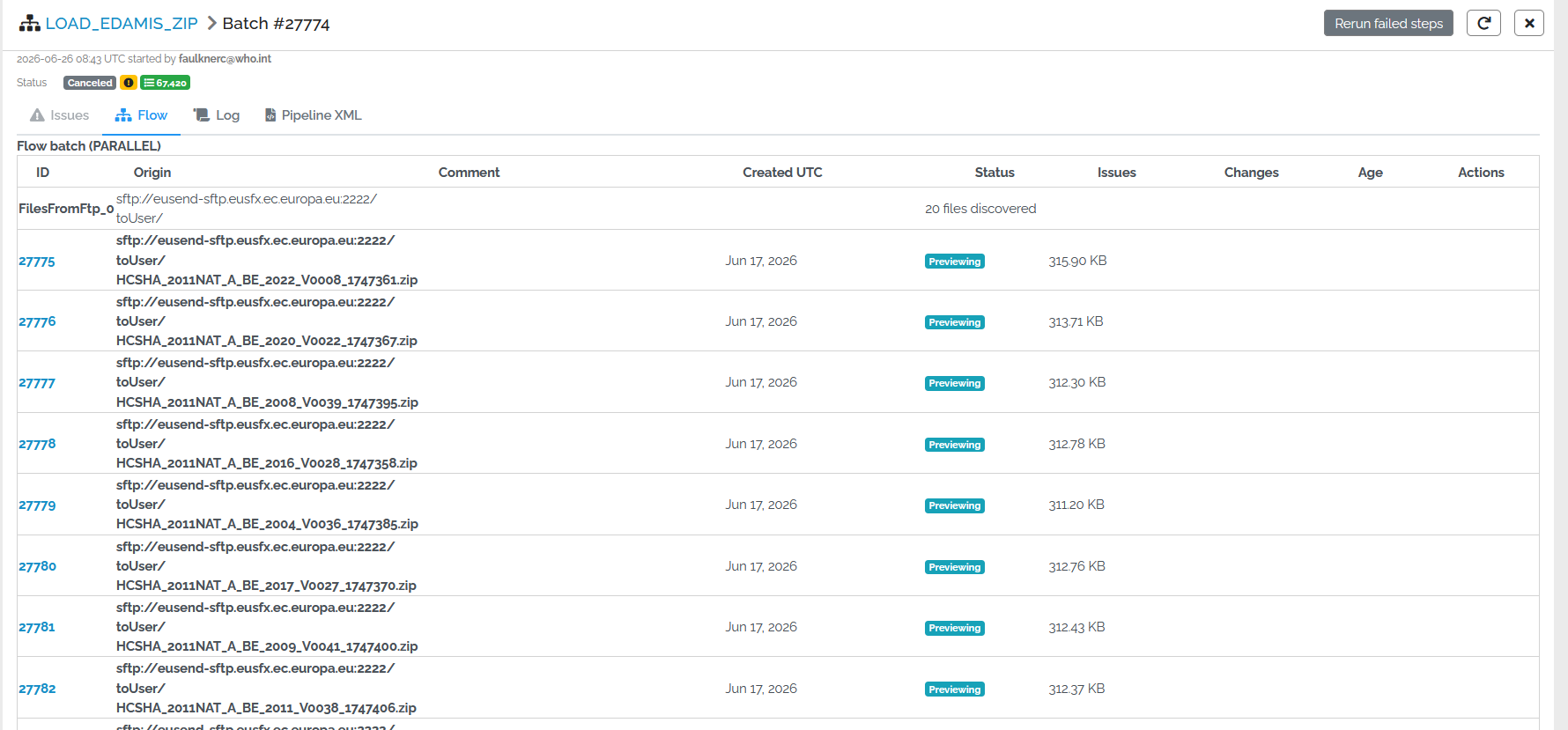 pipeline chain files from ftp