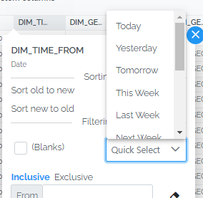 Filter dates - quick select