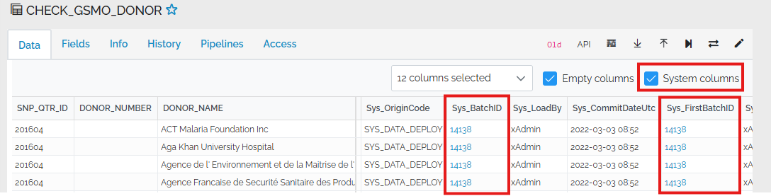 batch id links