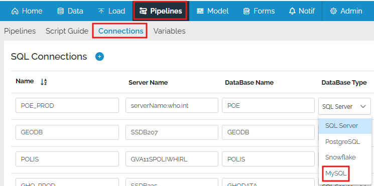 MySQL Database connection type