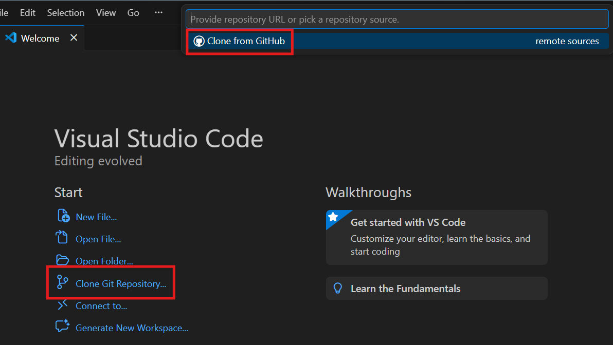 Image showing the location of the Source Control icon in Visual Studio Code